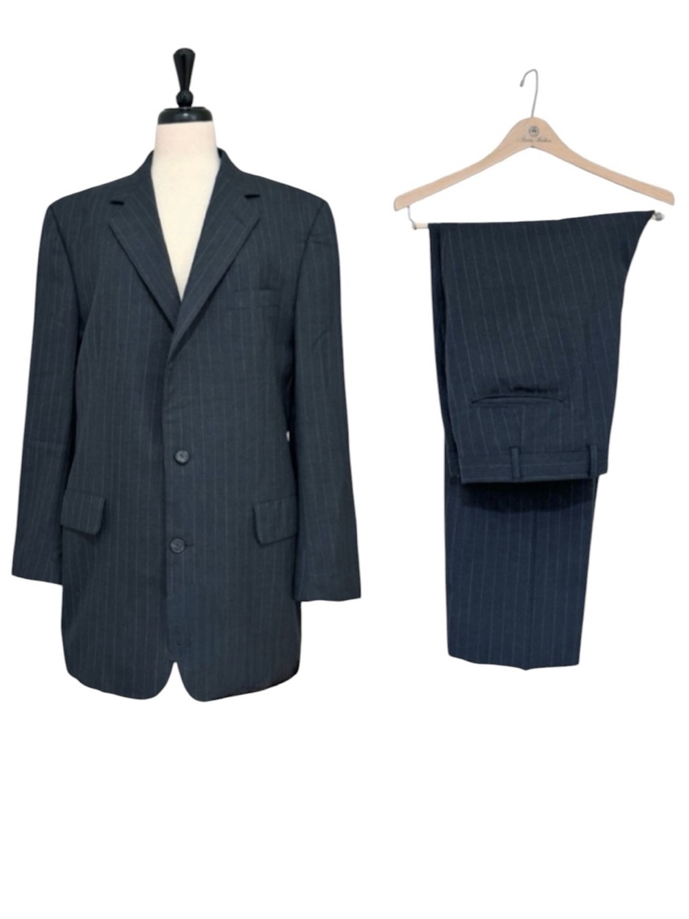 Brooks Brothers 100% Wool Pinstripe Suit Gray Size 41 Long